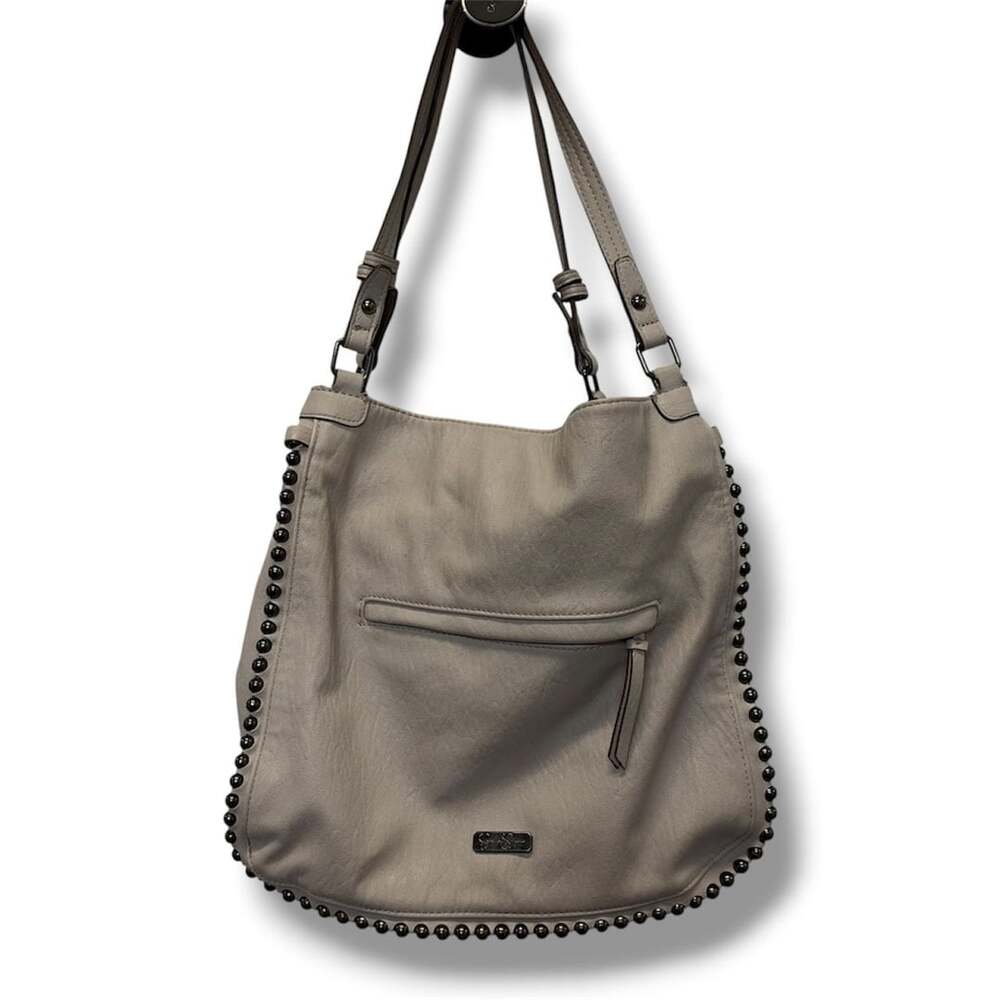 Jessica Simpson Studded Hobo Bag Off White Faux Leather